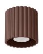 bruin geribbelde metalen plafondlamp met een diameter van 10 cm en een GU10 lampje