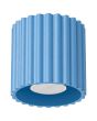 lichtblauw geribbelde metalen plafondlamp met een diameter van 10 cm en een GU10 lampje