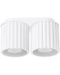 Sollux Aura witte plafondlamp van 21 cm breed met twee geribbeld cilindervormige kappen naast elkaar met elk een GU10 lamp