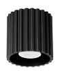 Sollux Aura zwart geribbeld cilindervormige plafondlamp van 10 cm in diameter met een GU10 lampje erin