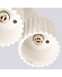 Binnenzijde Sollux Aura beige plafondlamp van 21 cm breed met twee geribbeld cilindervormige kappen naast elkaar met elk een GU10 lamp