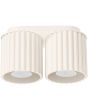 Sollux Aura beige plafondlamp van 21 cm breed met twee geribbeld cilindervormige kappen naast elkaar met elk een GU10 lamp