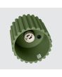 Binnenzijde Sollux Aura olijf groen geribbeld cilindervormige plafondlamp van 10 cm in diameter met een GU10 lampje erin