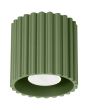 Sollux Aura olijf groen geribbeld cilindervormige plafondlamp van 10 cm in diameter met een GU10 lampje erin