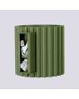 Bevestiging Sollux Aura olijf groen geribbeld cilindervormige wandlamp van 10 cm in hoogte met een G9 lampje erin