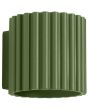 Sollux Aura olijf groen geribbeld cilindervormige wandlamp van 10 cm in hoogte met een G9 lampje erin