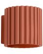 Sollux Aura oker rood geribbeld cilindervormige wandlamp van 10 cm in hoogte met een G9 lampje erin