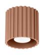 Sollux Aura mokka bruin geribbeld cilindervormige plafondlamp van 10 cm in diameter met een GU10 lampje erin