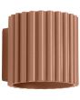 Sollux Aura mokka bruin geribbeld cilindervormige wandlamp van 10 cm in hoogte met een G9 lampje erin