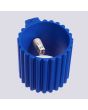 Binnenzijde Sollux Aura marine blauw geribbeld cilindervormige wandlamp van 10 cm in hoogte met een G9 lampje erin