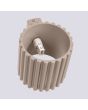 Binnenzijde Sollux Aura taupe kleurig geribbeld cilindervormige wandlamp van 10 cm in hoogte met een G9 lampje erin