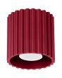 Sollux Aura burgundy geribbeld cilindervormige plafondlamp van 10 cm in diameter met een GU10 lampje erin