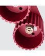 Binnenzijde Sollux Aura burgundy plafondlamp van 21 cm breed met twee geribbeld cilindervormige kappen naast elkaar met elk een GU10 lamp
