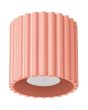 Sollux perzik kleurig geribbeld cilindervormige plafondlamp van 10 cm in diameter met een GU10 lampje erin