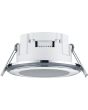 Trio Aura 652310106 zijaanzicht chromen inbouwspot met LED paneeltje en LED rand met deel boven plafond