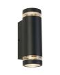 Searchlight Austin 61100GY brandende antraciet grijze buitenlamp met up en down licht en glazen randje voor een zijwaarts lichteffect