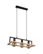 Casalum Bano zwarte hanglamp van 57,5 cm lang met drie hangende globelampen en fsc houten rechthoekig frame eromheen