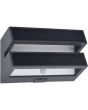 Lutec Barlo antraciet grijze platte wandlamp van 20,8 cm breed en slechts 7,3 cm diep met dubbel zonnepaneel