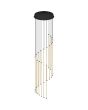 Trio Baxter hanglamp voor de vide met zwarte plafondplaat met een diameter van 37 cm met 20 pendels met brandende LED staven van 62 cm lang en een diameter van 16 mm