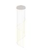 Trio Baxter hanglamp voor de vide met warm grijze plafondplaat met een diameter van 37 cm met 20 pendels met brandende LED staven van 62 cm lang en een diameter van 16 mm