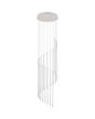 Trio Baxter hanglamp voor de vide met warm grijze plafondplaat met een diameter van 37 cm met 20 pendels met LED staven van 62 cm lang en een diameter van 16 mm