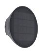 Lutec Belka antraciet grijze platte wandlamp van 19 cm in diameter en slechts 6,3 cm diep met zonnepaneel op de voorzijde