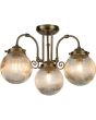 Searchlight Belvue 3259AB brandende klassiek bronzen badkamer plafondlamp in kroonvorm met drie bolvormig geribbeld glazen kappen