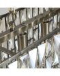 Searchlight Bijou 65818-8AB detailfoto van midden boven van de hanglamp met antiek bronzen plafondbalkje en langwerpige kap van 100cm met antiek bronzen raamwerk met rechthoekige champagnekleurige kristallen