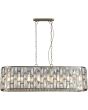 Searchlight Bijou 65818-8AB hanglamp met antiek bronzen plafondbalkje en langwerpige kap van 100cm met antiek bronzen raamwerk met rechthoekige champagnekleurige kristallen