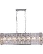 Searchlight Bijou 65818-8CC brandende hanglamp met chromen plafondbalkje en langwerpige kap van 100cm met chromen raamwerk met rechthoekige kristallen