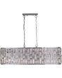 Searchlight Bijou 65818-8CC hanglamp met chromen plafondbalkje en langwerpige kap van 100cm met chromen raamwerk met rechthoekige kristallen