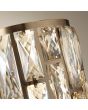Searchlight Bijou EU6584AB detailfoto van het kristalglas van de bronzen tafellamp met cilindervormige kap met raamwerk en champagne kleurige kristalglazen rechthoeken erin