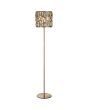 Searchlight Bijou EU6589AB brandende bronzen vloerlamp met ronde kap met raamwerk en champagnekleurige kristalglazen rechthoeken erin