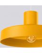 onderaanzicht geel metalen hanglamp Bilo van 35 cm in diameter