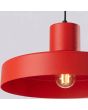 onderaanzicht rood metalen hanglamp Bilo van 35 cm in diameter