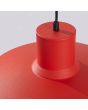 bovenaanzicht kap van de rood metalen hanglamp Bilo van 35 cm in diameter