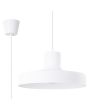 Closeup van Sollux Bilo wit metalen hanglamp met een ronde kap van 35 cm en 18 cm hoogte