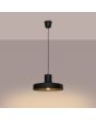 Brandende Sollux Bilo zwart metalen hanglamp met een ronde kap van 35 cm en 18 cm hoogte