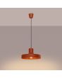 Brandende Sollux Bilo oker rode metalen hanglamp met een ronde kap van 35 cm en 18 cm hoogte