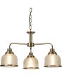 Searchlight Bistro 1683-3AB brandende antiek bronzen kroonluchter aan een ketting met drie armen met elk een hangend kapje van holofaan glas
