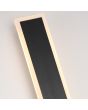 Detailfoto van de brandende LED langs de zijden van de Searchlight Bordo rechthoekige langwerpige zwarte wandlamp voor buiten van 30cm hoog met LED langs de zijden