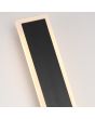 Detailfoto van de brandende LED van de Searchlight Bordo zwarte rechthoekige langwerpige wandlamp voor buiten van 60cm lang met LED langs de zijden