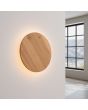 Brandende eikenhout ronde wandlamp Borgen van 30 cm in diameter voor indirect licht langs de muur
