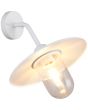 Brandende Trio Brenta witte wandlamp voor buiten van 32cm hoog met een transparant glas over de lichtbron