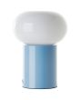 Brilliant Knut 99003/03 tafellamp met licht blauwe cilindervormige lampvoet en wit glazen ovale kap