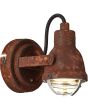 Brilliant Bente 26310/60 roestig wandspotje met stalen rooster voor een GU10 lamp en zwart strijkijzer snoer