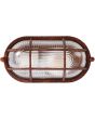 Brilliant Bobbi 94458/60 industriele roestige plafondlamp met dik ribbelglas en beschermende beugels rond het glas 