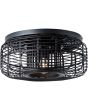 Brilliant Crosstown 97181/76 brandende ronde plafonniere met zwarte plafondlamp en kap van dunne takjes zwart bamboe