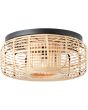 Brilliant Crosstown 97181/06 brandende ronde plafonniere met zwarte plafondlamp en kap van dunne takjes bamboe