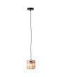 Brilliant Crosstown 99262/06 brandende hanglamp met zwarte pendel en kleine ronde kap van bamboe spijlen